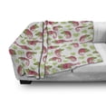 thumbnail image 3 of Exotic Soft Flannel Fleece Throw Blanket, Pattern of Chameleons and Palm Leaves Tropical Wildlife Elements, Cozy Plush for Indoor and Outdoor Use, 70" x 90", Dark Coral Green, by Ambesonne, 3 of 6