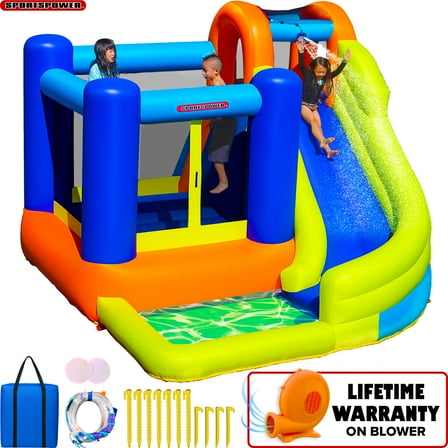 Sportspower My 1st Jump N Slide with Bounce House & Splash Pool, 148.8" × 165.6" × 78", Heavy Duty Blower Included