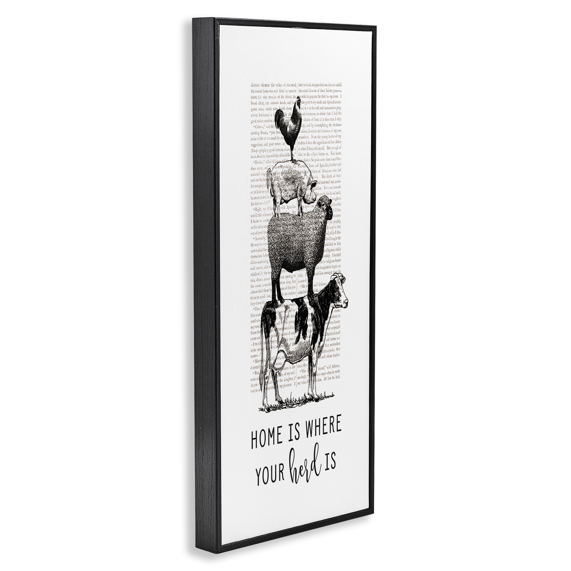 Stupell Industries Where Your Herd Family Animals Animals & Insects Painting Black Framed Art Print Wall Art, 10 x 24