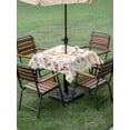 thumbnail image 5 of Square Outdoor Tablecloth with Umbrella Hole Orange Botanical Outside Table Cloth Waterproof Patio Table Cover Watercolor Spring Floral Summer Leaf Zipper Tablecloths for Picnic Camping 60x60 Inch, 5 of 8