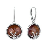 Genuine Baltic Amber Tree Earrings Fishhook in Sterling Silver