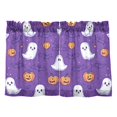thumbnail image 6 of Yayeee Kitchen Curtains Tier Pair Light Filtering 27"x24" Rod Pocket Short Cafe Window Panel, Halloween Purple Ghosts, 6 of 6