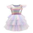 thumbnail image 4 of RUTAYY Children Girls Ballet Short Sleeve Round Neck Colorful Dance Summer Party Tutu Skirt Comfortable Beach Vacation Dresses, 4 of 4
