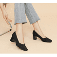 thumbnail image 5 of Women's Square Toe Dress Shoes Comfortable Low Wedge Mesh Shoes for Women Anti Slip with Chunky Heel Shoes Classic Soft, 5 of 12