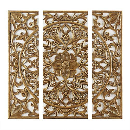 Gold Medallion 3 Piece Canvas Set Medallion 3D Design Gold See Below
