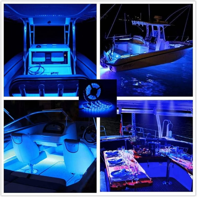 12V 16.4ft Marine Boat Ultra Violet UV Black Light LED Lights Strip, Night Fishing Lights, 2835 LED Waterproof UV LED Strip for Fishing Boat Pontoon