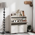 thumbnail image 2 of HOMCOM Armoire à Chaussures Étroite Armoire de Rangement pour Chaussures à 2 Tiroirs Basculants, Chêne Blanc, 2 of 10