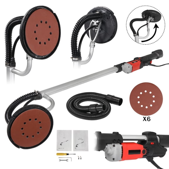 WSSYzyzf 800W Electric Drywall Sander, Variable Speed with Vacuum Hose Connection and Multiple Sander Discs, for Dust-Free Sanding of Walls, Ceilings, and Corners