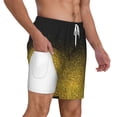thumbnail image 2 of Kdxio Gold Glitter Gradient Print Men'S Swim Trunks With Compression Liner 7 Inch Inseam Quick Dry Swim Shorts, 2 of 7