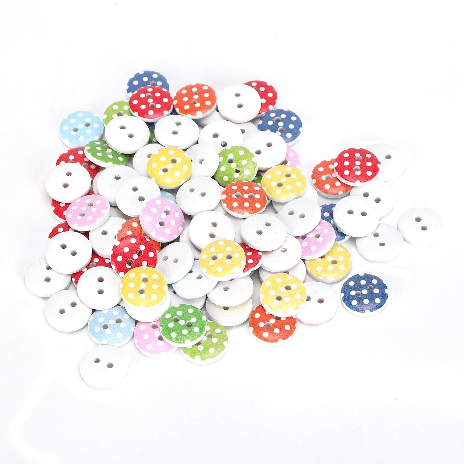 Lot De 50 Boutons Plats 6mm 2 Trous - Assortiment De Couleurs - Neuf