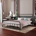 thumbnail image 2 of alazyhome Simple Vintage California King ​Metal Platform Bed Frame, Easy-Assembly, Black Silver, 2 of 6