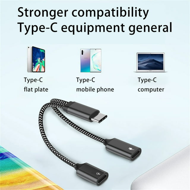 ddioayh Adaptateur de Casque Séparateur Type-C 60W Charge Rapide et Chargeur Audio USB-C pour Interface Type-C Réversible