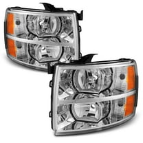 AKKON - For Chevy Silverado Replacement Chrome Bezel Headlights Driver/ Passenger Head Lamps Pair New
