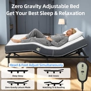 Adjustable Bed with Mattress 77X54 Full Size Wired Remote Simultaneous Head & Foot Incline Zero Gravity Aniti-Snore Adjustable Leg Heights Bedroom Hotel Hospital