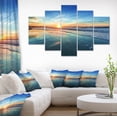 thumbnail image 3 of Designart 'Blue Seashore with Distant Sunset ' Seascape Canvas Art Print, 3 of 3