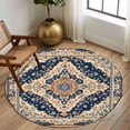 thumbnail image 2 of Round Rugs 5Ft, Orange Blue Southwestern Round Area Rug Washable Indoor Throw Carpet, Antique Boho Farmhouse Ethnic Soft Non Slip Circle Rug for Cabinet Bathroom Home Decor Aesthetic, 2 of 8