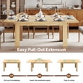 thumbnail image 6 of Hawsaiy 59–77" Extendable Farmhouse Dining Table for 6–8, Rectangular Space-Saving Kitchen Table with Hidden Leaf for Dining & Work, Natural, 6 of 9