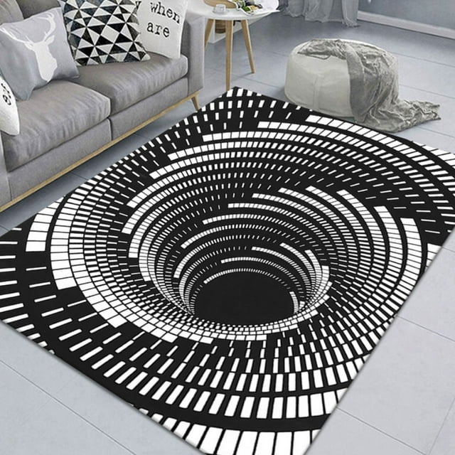 OUSITAID Floor Mat Illusion Non Slip Area Rug 3D Carpet Visual Illusion Rug Visual Area Floor Mat Visual Vortex Floor Rug 3D Visual Illusion Fluffy Carpet for Kitchen Floor Hallway Home D