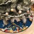 thumbnail image 6 of Christian Christmas Tree Skirt Religious Jesus Nativity Scene Xmas Tree Mat Navy Blue Christmas Holiday Jesus Indoor Outdoor Party Decor (48 Inches), 6 of 6