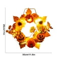 thumbnail image 3 of Halloween Pumpkin Wreath Wall Hanging | Autumn Maple Leaf & Berry Harvest Festival Decor | Orange Plastic Door Decoration | Fall Thanksgiving Home Entryway Centerpiece | 12x11 Inches, 3 of 6