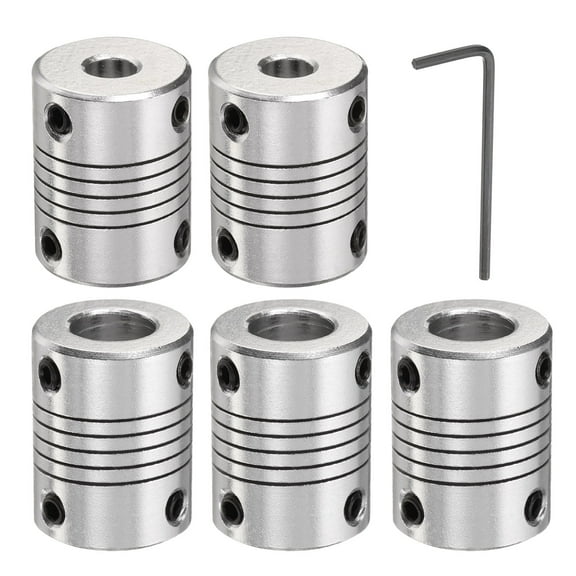 5 Packs Aluminum Alloy Shaft Coupling 6mm to 10mm, Flexible Coupling Motor Connector Joint (L25xD19)