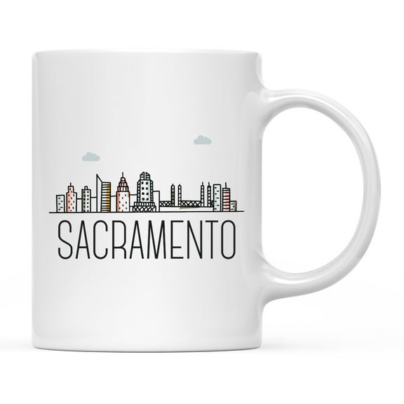 Koyal Wholesale Colorful City Skyline Graphic Ceramic Coffee Mug, Sacramento