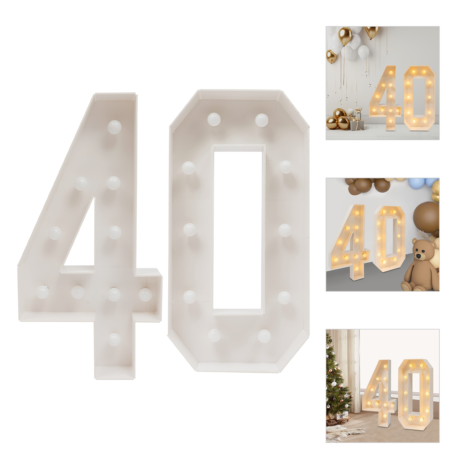 DENEST 40 Light Up Numbers with 20 LED Bulbs, 40th Birthday Party Decoration for Anniversaries
