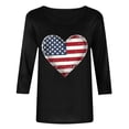 thumbnail image 4 of Vetsdori Summer T Shirts for Women American Flag July Fourth Pullover Graphic 3/4 Sleeve Plus Size,Crew Neck Casual Red White and Blue Independence Day Ladies Tops Fashion, 4 of 5