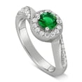 thumbnail image 2 of Antique Designer 1 Carat Emerald and Diamond Engagement Ring for Her in White Gold, 2 of 3