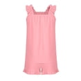 thumbnail image 2 of Girls Short Sets Kids Ruffle Sleeveless Tops and Casual Shorts Girls Summer 2 Piece Outfits Clothes Fashion Solid Color Tank Top and Short Set, 2 of 6