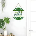 thumbnail image 6 of XIBUFE Happy St Patricks Day Sign Front Door Decor,Green Shamrock Clover Horseshoe Farmhouse Wood Door Hanger,Spring Rustic Wooden Wreath Pediment Plaque Outdoor Indoor Wall Hanging Decor, 6 of 7
