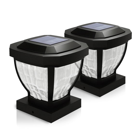 Home Zone Security ELI0961V 12-Lumen-Each 4 x 4 Solar LED Post Cap Lights, 2 Pack (Black)