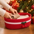 thumbnail image 7 of Christmas Red Cherry Pattern Storage Basket,Decorative Organizer Bin with Handles for Toys,Clothes,Blankets and Home Storage 11.81*7.87*4.72IN, 7 of 7