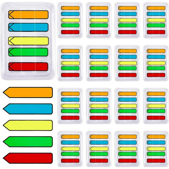 6 Packs/600Pcs Arrow Flags Arrow Tabs,5 Colors Sticky Flags Arrow Sticky Notes,Sign Stickers,Message Flags for Office,Notebook,Annotating,Books,Notary,Books(Multicolor)