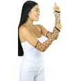 thumbnail image 5 of ToBeInStyle Womens Big Diamond Net Fingerless Long Arm Warmers Rave Gloves - Black, 5 of 9