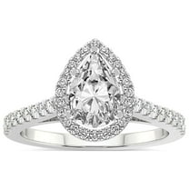 IGI Certified 4 Carat Pear Shape Lab Grown Diamond Engagement Ring | 14K White Gold | Rising Sun Halo Lab Diamond Ring | FG-VS1-VS2 Quality Friendly Diamonds