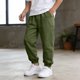 thumbnail image 1 of Ceisia Boys Elastic Waist Casual Athletic Pants Cotton-Linen Like Stretchy Breathable Cuffed Ankles Sweatpants for 5-15 Years Army Green for 7-8 Years Gifts, 1 of 8
