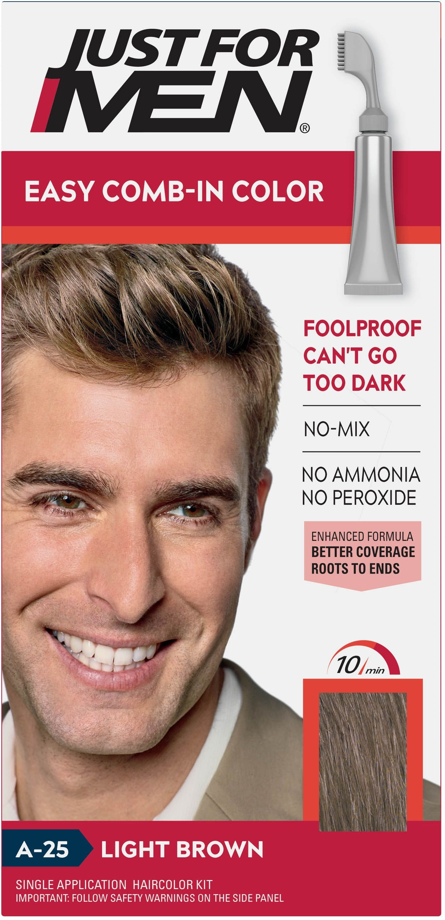 JUST FOR MEN Men AutoStop Foolproof Haircolor, Light Brown A-25 1 Kit (Pack of 2)