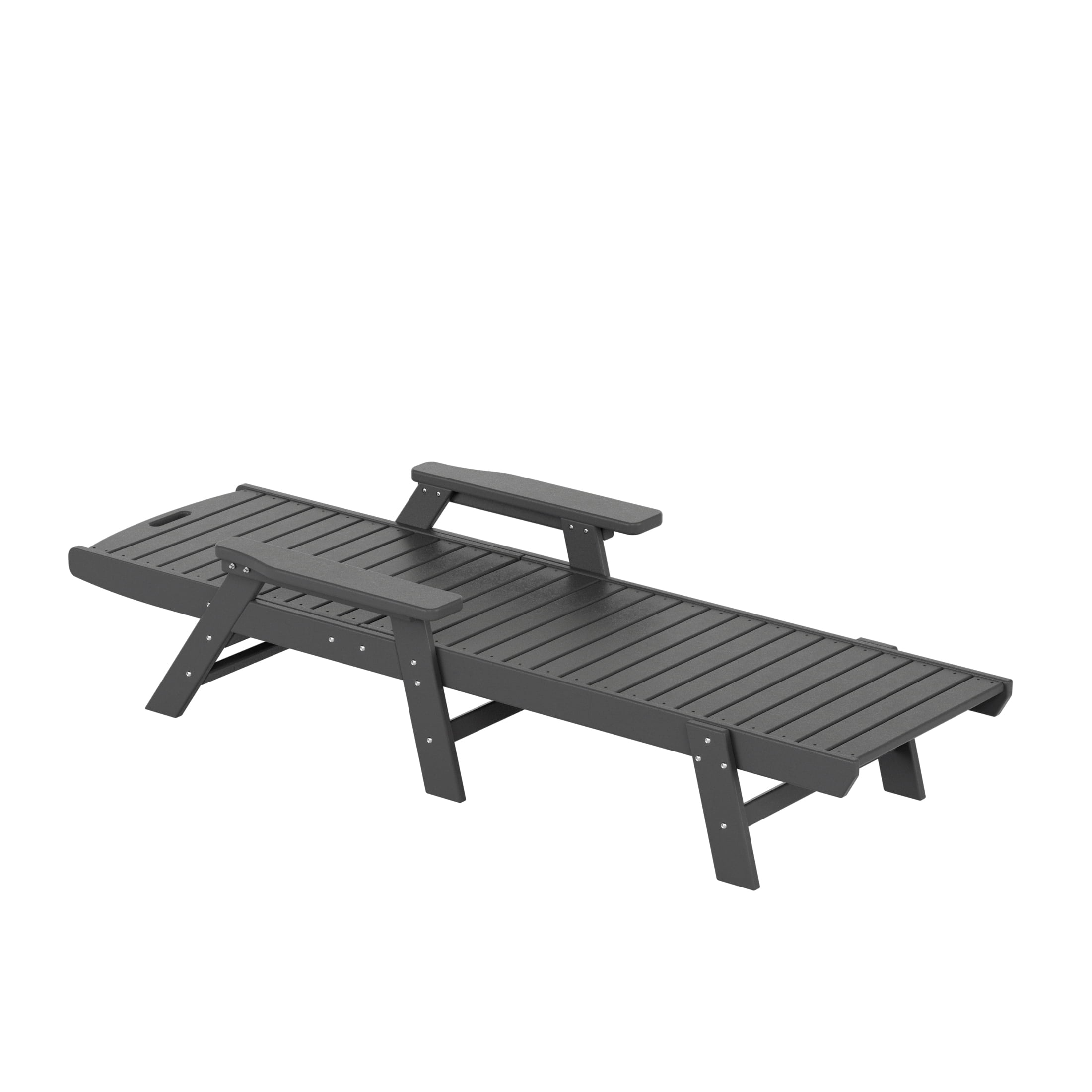GARDEN Plastic Outdoor Chaise Lounge Chair with Adjustable Backrest, Gray