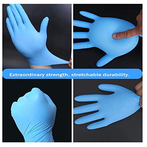 Powder Free Multipurpose Disposable Nitrile Gloves for Kids of 5-12 Years Students Cooking Cleaning Crafting Painting,Gardening Latex Free Textured Finger 50PCS- Blue