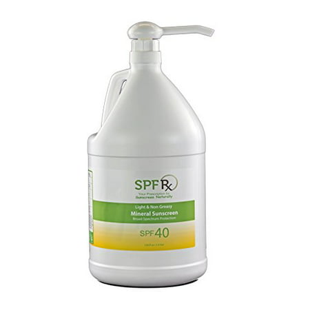 SPF Rx Sunblock Bulk SPF 40, Mineral Sunscreen With Zinc Oxide & Titanium Dioxide, Mineral Broad Spectrum Protection, Family 1 Gallon with Dispensing (Best Titanium Dioxide Sunscreen)