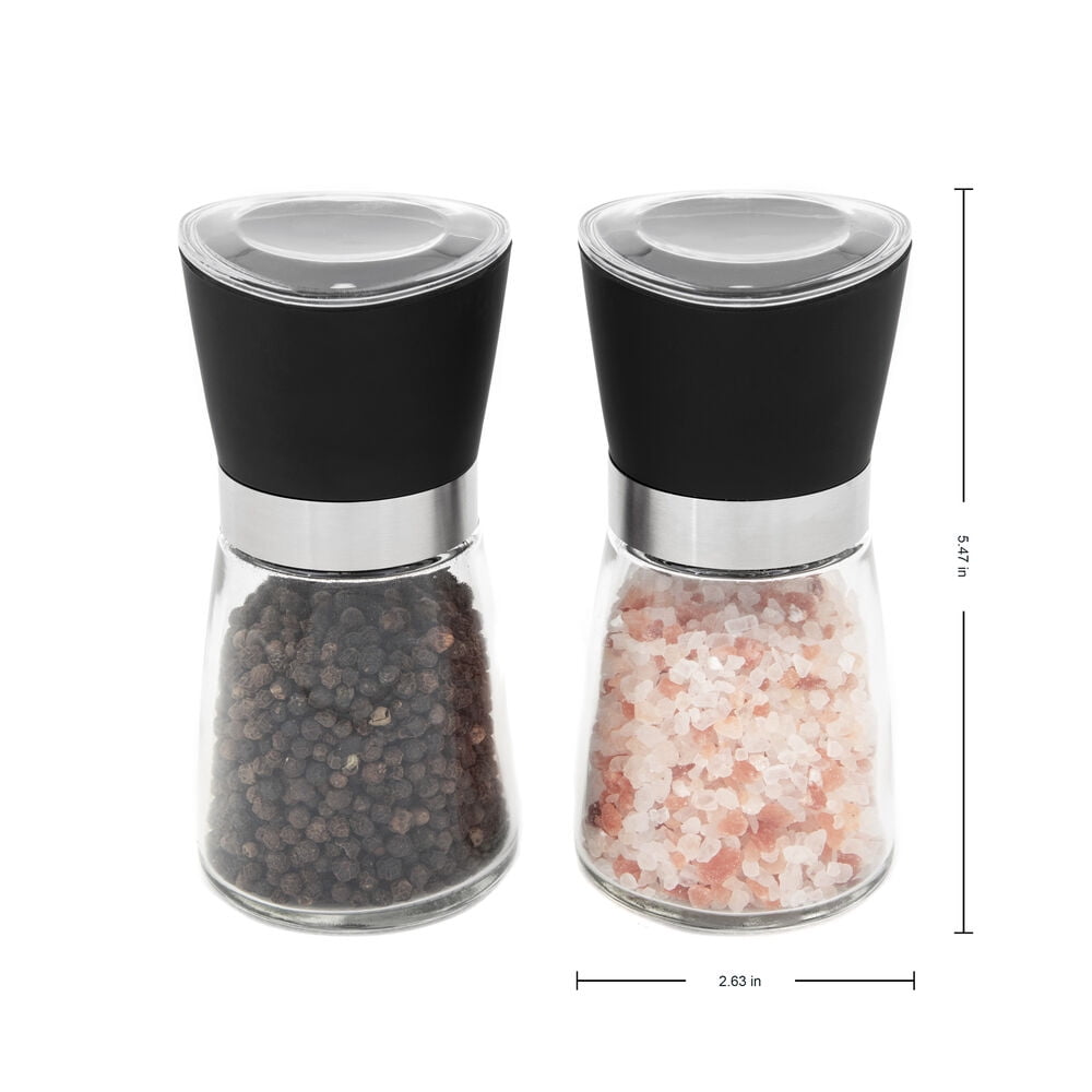 Kamenstein 5-inch Glass Prefilled Pink Himalayan Salt and Pepper Grinder Set of Two