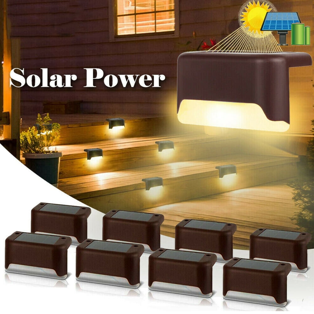 6Pcs Solar Powered LED Deck Lights Outdoor Path Garden Stairs Step Fence Lamp US 