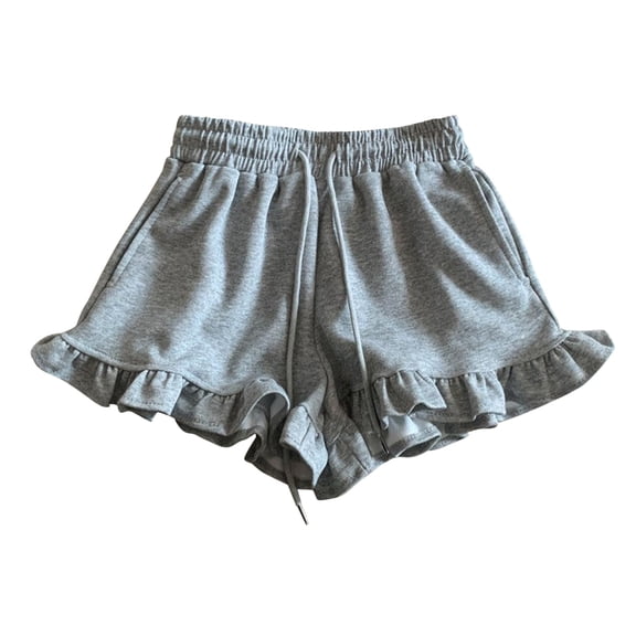 KAUOD Girls Ruffle Shorts Elastic High Waist Loose Athletic Shorts Wide Leg Cute Casual Mini Short Pants with Pocket