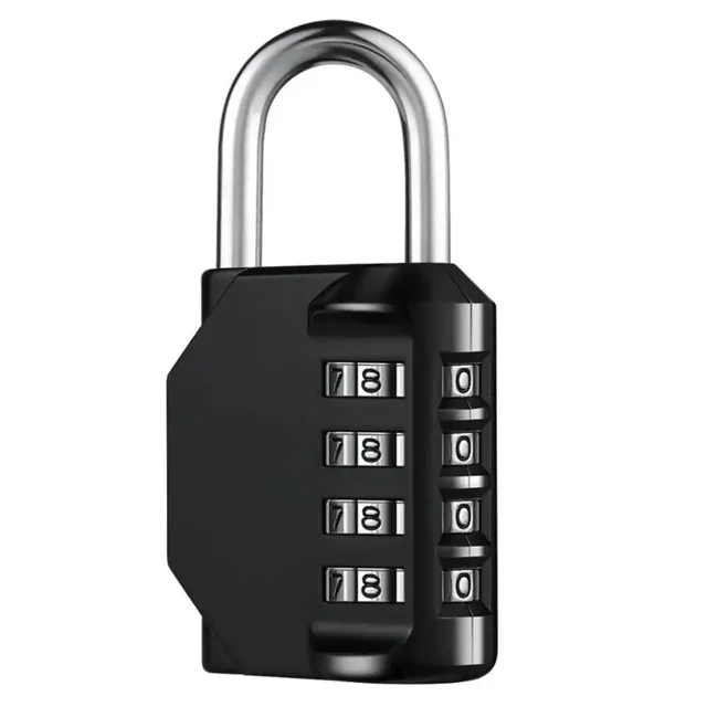 Candado de combinación de 4 dígitos, candado con contraseña resistente a la intemperie para exteriores, cerraduras reiniciables, para casillero de gimnasio, cerca, puerta (negro, 1 paquete)