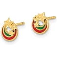thumbnail image 2 of 14K Yellow Gold Polished Enameled with Diamond Cut Stars Post Earrings - 7.25mm, 2 of 6