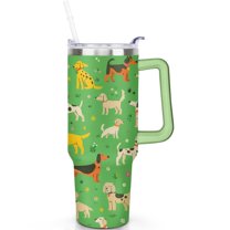 1pc Dog mother 40oz Tumbler with Straw & Handle - Insulated Stainless Steel Cup | Holiday Gift for Man Women (Christmas, Valentine's, Birthday)