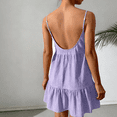 thumbnail image 3 of Women Spaghetti Strap Ruffle Tiered Short Flowy Dress Casual Beach Vacation Sun, 3 of 8