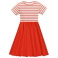 thumbnail image 4 of Efsteb Summer Dress for Girls Cute Stripe Print Short Sleeve Dress Casual Round Neck Stretchy A Line Dress With Pocket (Red,3 Years), 4 of 5