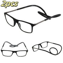 NXMY 2PCS Reading Glasses Hanging Folding Magnetic Front Click Connect Neck Readers Lightweight Eyeglasses for Men and Women 2.0 Magnification